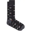 Bugatchi Mortarboard Mercerized Cotton Blend Dress Socks In Black
