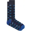 Bugatchi Mortarboard Mercerized Cotton Blend Dress Socks In Blue