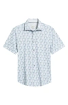 Bugatchi Myron Ooohcotton® Palm Tree Print Short Sleeve Button-up Shirt In Mint