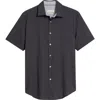 Bugatchi Myron Ooohcotton® Solid Short Sleeve Button-up Shirt In Black