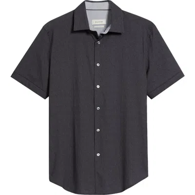 Bugatchi Myron Ooohcotton® Solid Short Sleeve Button-up Shirt In Black