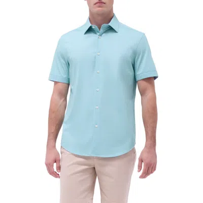 Bugatchi Myron Ooohcotton® Solid Short Sleeve Button-up Shirt In Menthol