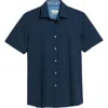 Bugatchi Myron Ooohcotton® Solid Short Sleeve Button-up Shirt In Navy