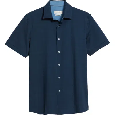 Bugatchi Myron Ooohcotton® Solid Short Sleeve Button-up Shirt In Navy