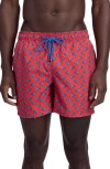 Bugatchi Neat Fish Swim Trunks In Ruby