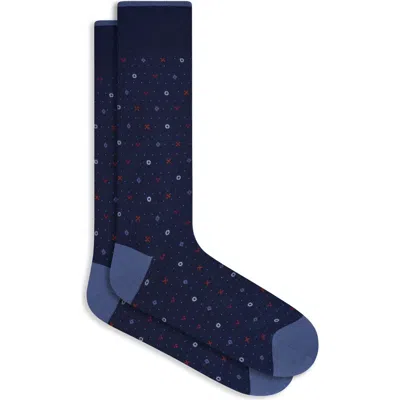 Bugatchi Neat Mercerized Cotton Blend Dress Socks In Blue