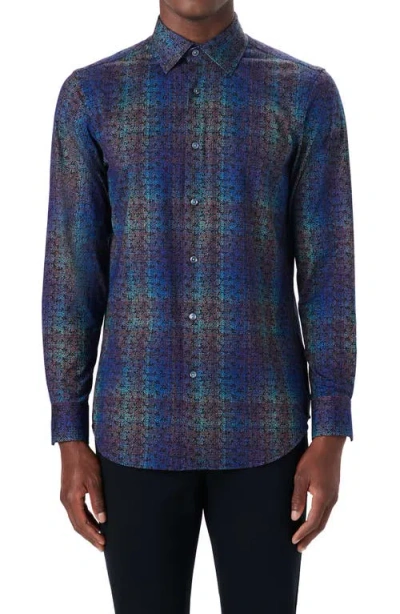 Bugatchi Ooohcotton® Abstract Print Button-up Shirt In Blue