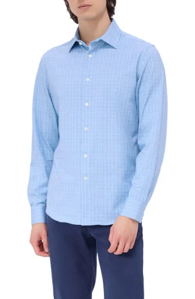 Bugatchi Ooohcotton® Check Button-up Shirt In Air Blue