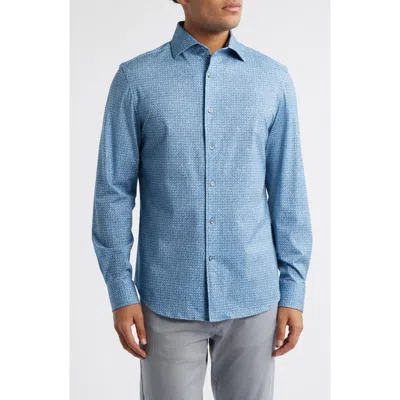 Bugatchi Ooohcotton® Devon Abstract Print Button-up Shirt In Cobalt