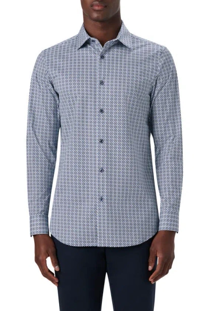 Bugatchi Ooohcotton® Geometric Print Button-up Shirt In Navy