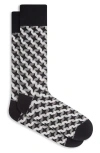 Bugatchi Optical Illusion Cotton Blend Dress Socks In Black