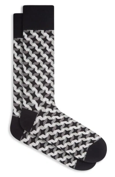 Bugatchi Optical Illusion Cotton Blend Dress Socks In Black