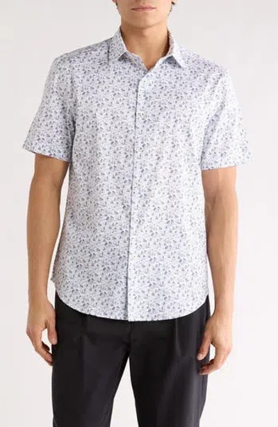 Bugatchi Orson Comfort Stretch Short Sleeve Shirt In Gray