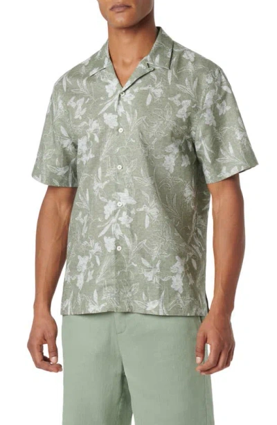 Bugatchi Men's Orson Floral Cotton & Linen Short-sleeve Shirt In Olive