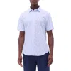 Bugatchi Orson Floral Print Short Sleeve Cotton Seersucker Button-up Shirt In Sky