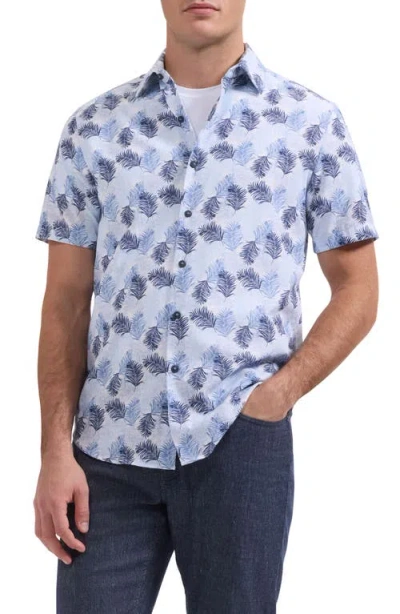 Bugatchi Orson Leaf Print Short Sleeve Button-up Shirt In Multi