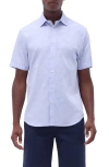 Bugatchi Orson Palm Tree Pattern Short Sleeve Button-up Shirt In Air Blue