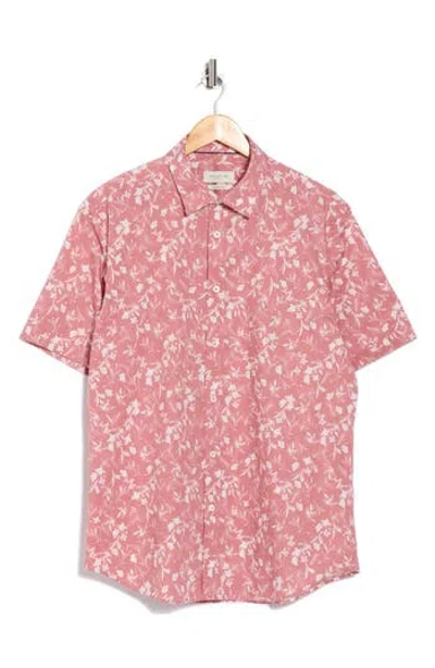 Bugatchi Orson Short Sleeve Stretch Cotton Button-up Shirt In Pink