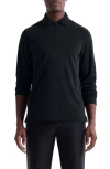Bugatchi Ottoman Rib Half Zip Long Sleeve Polo In Black