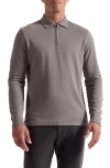 Bugatchi Ottoman Rib Half Zip Long Sleeve Polo In Brown