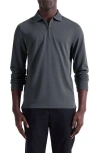 Bugatchi Ottoman Rib Half Zip Long Sleeve Polo In Gray