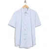 Bugatchi Paisley Print Short Sleeve Shirt In Blue