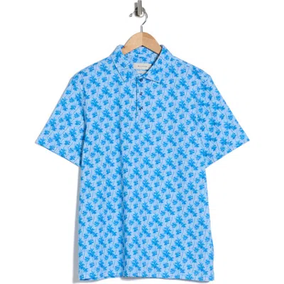 Bugatchi Palm Tree Cotton Knit Polo In Blue