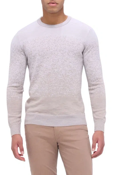 Bugatchi Pattern Crewneck Merino Wool Sweater In Chalk