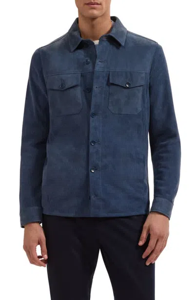 Bugatchi Perforated Suede Jacket In Indigo