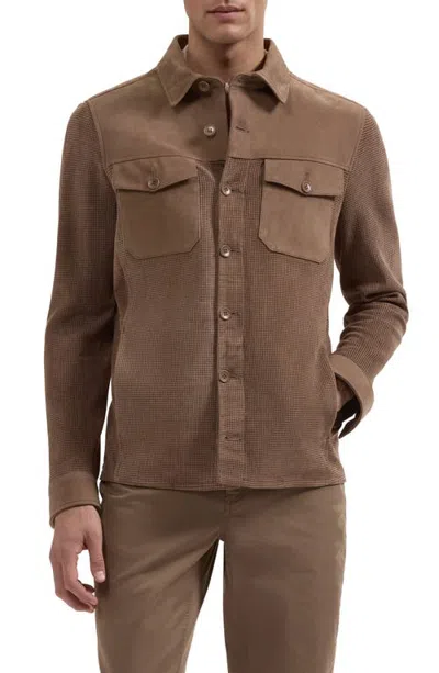 Bugatchi Perforated Suede Jacket In Tobacco