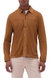 Bugatchi Perforated Suede Shirt Jacket In Brown