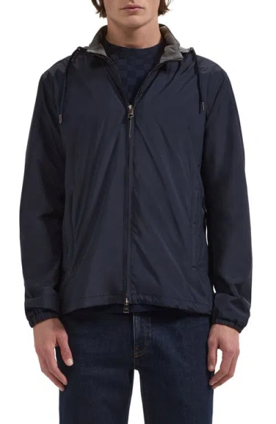 Bugatchi Performance Jacket With Removable Hood In Blue