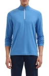 Bugatchi Performance Quarter Zip Pullover In Blue