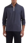 Bugatchi Quarter Zip Performance Pullover In Blue
