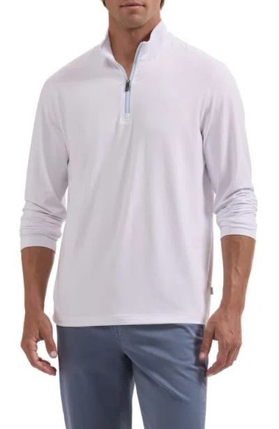 Bugatchi Performance Quarter Zip Pullover In White