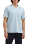 Bugatchi Textured Stripe Johnny Collar Polo In Blue