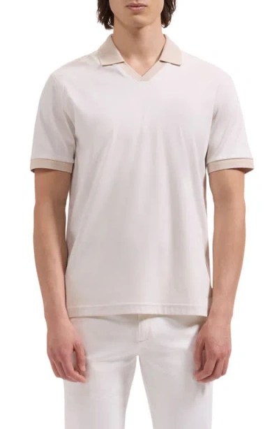Bugatchi Pima Cotton Johnny Collar Polo In Neutral