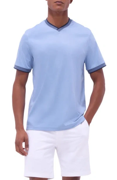 Bugatchi Pima Cotton V-neck T-shirt In Air Blue
