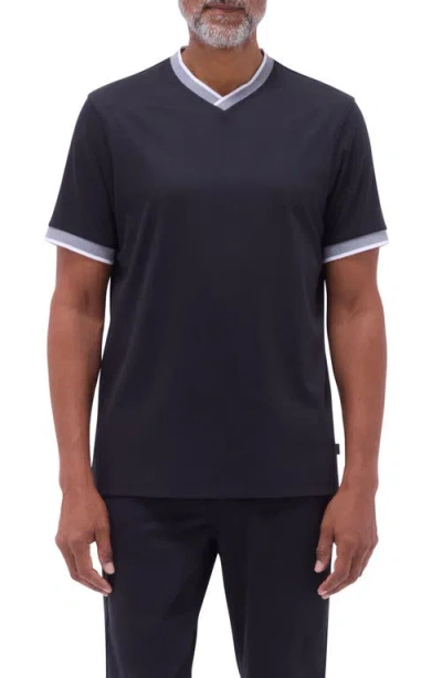 Bugatchi Pima Cotton V-neck T-shirt In Black