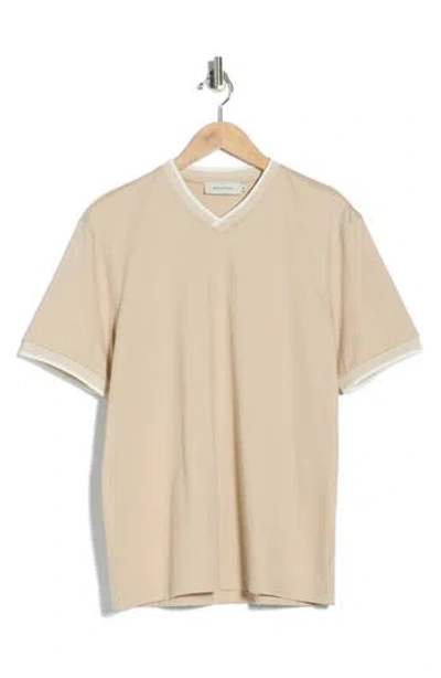 Bugatchi Pima Cotton V-neck T-shirt In Neutral