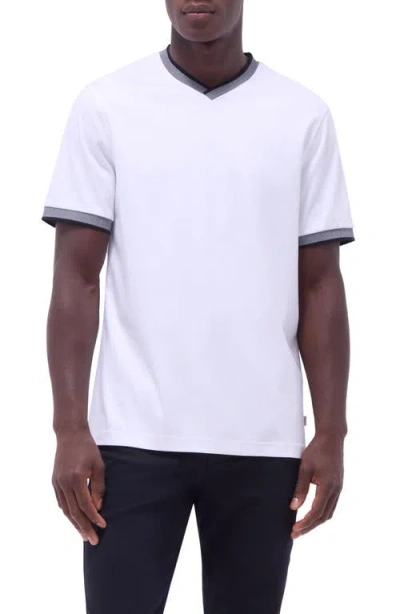 Bugatchi Pima Cotton V-neck T-shirt In White