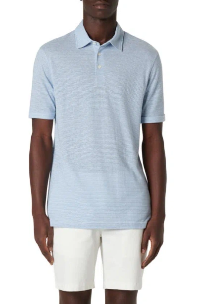 Bugatchi Pinstripe Hemp & Lyocell Polo In Air Blue