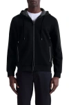Bugatchi Piqué Zip-up Hoodie In Black