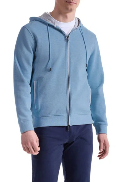 Bugatchi Piqué Zip-up Hoodie In Blue