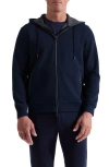 Bugatchi Piqué Zip-up Hoodie In Blue