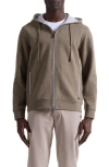 Bugatchi Piqué Zip-up Hoodie In Brown