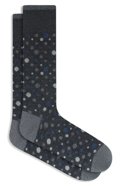 Bugatchi Polka Dot Mercerized Cotton Blend Dress Socks In Black