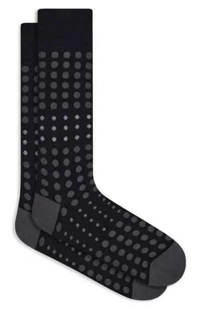 Bugatchi Polka Dot Mercerized Cotton Blend Dress Socks In Black