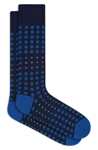 Bugatchi Polka Dot Mercerized Cotton Blend Dress Socks In Blue
