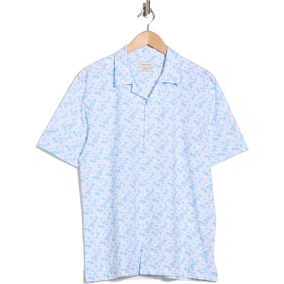 Bugatchi Print Camp Shirt In Blue